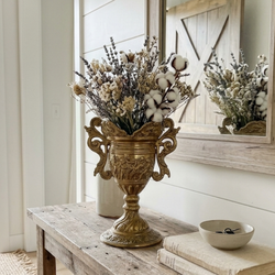 Vintage Heavy Cast Brass Cherub Urn Vase - 11" Hollywood Regency Putti Trophy