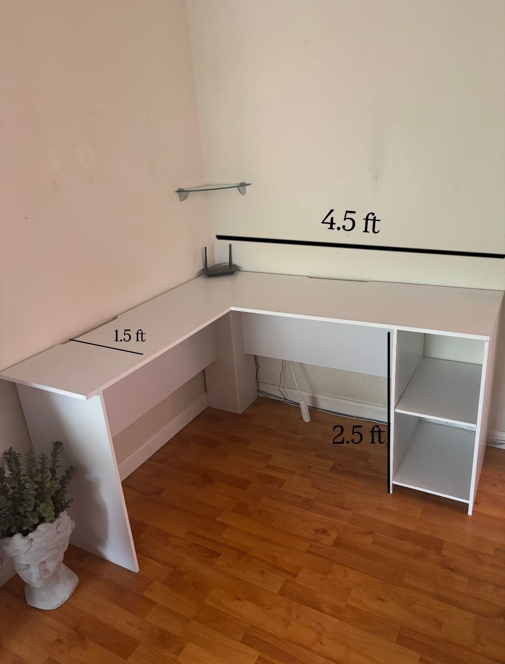 white Lshape desk