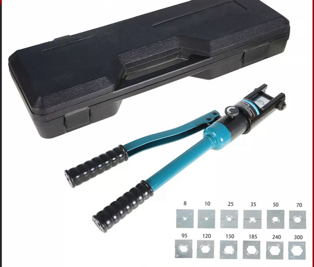 REDU$ED- 13 Dies -16 ton Hydraulic Terminal Crimper W/Battery Cable Lug Crimping Tool