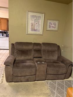 Brown Reclining Sofa Set