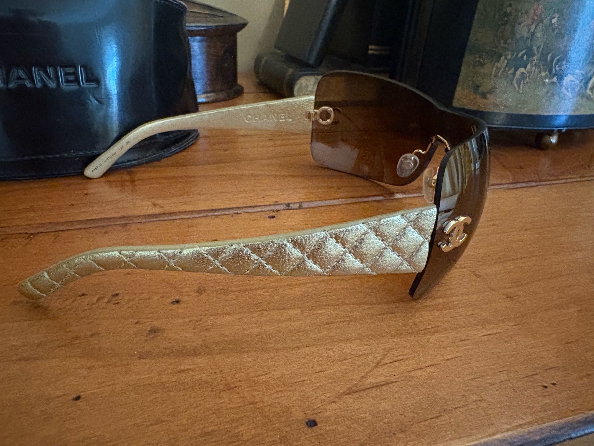 RARE: CHANEL Vintage 4157-Q Quilted Leather Sunglasses - Mint!