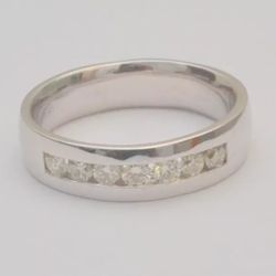 18K White Gold Diamond Channel Set Band Ring Size 11.25-11.5