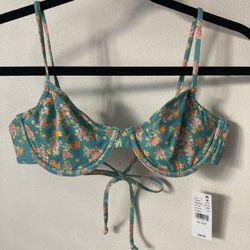 Blue Floral Bikini Top