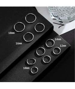 Silver Hoop Earrings 5 pairs