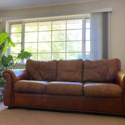 Leather Large Couch Rust Color