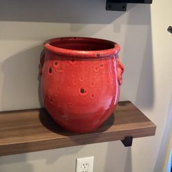 Red Terra Cotta Cache Pot /Vase 