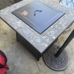 Outdoor Fire Pit Table w/ Tank - Stone Tile Top