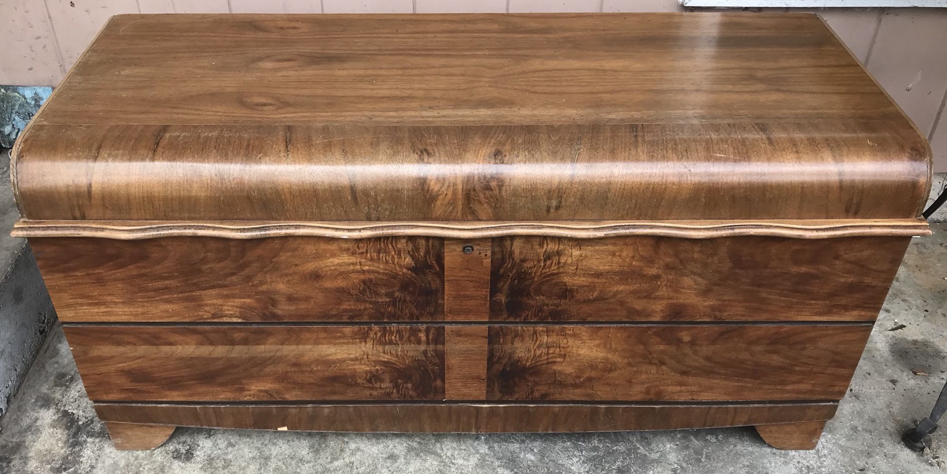 Antique vintage blue bird cedar hope chest
