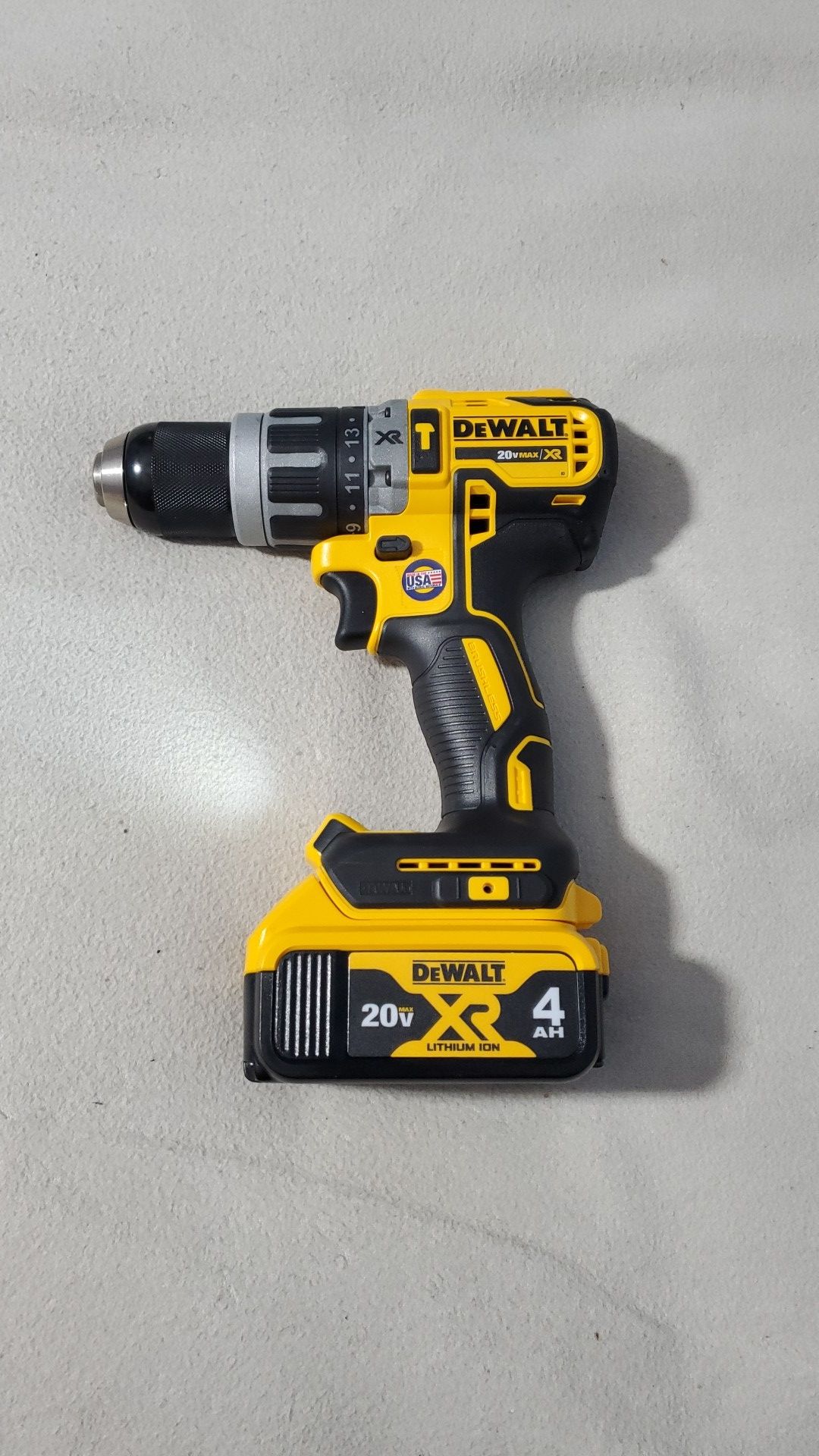 Dewalt 20V Max XR brushless 1/2in Hammer Drill Driver. Model dcd796. With new 4ah battery. Price firm