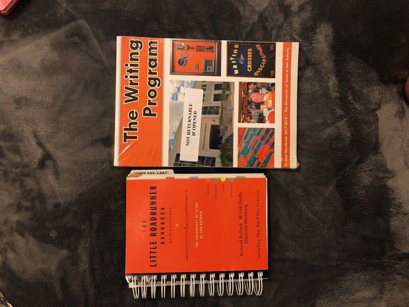 UTSA “The little roadrunner handbook” and “the writing program” textbooks must buy together