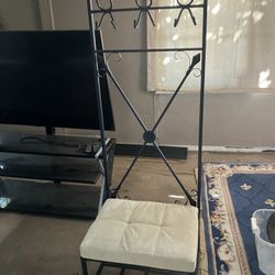 Iron Coat Rack and Seat