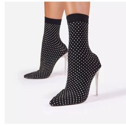  "Mayhem" Beaded Sock Stretch Style Stiletto Heeled Booties size 8.5