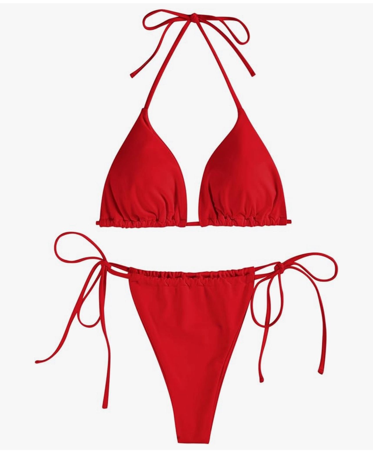 ZAFUL Triangle Bikini for Women 2 Piece Halter Bikini Sets Sexy High Cut Bathing Suit Side Tie Swimsuits