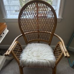 *MOVING SALE* - Rattan Accent Chair – Boho / Coastal – Cushion Included