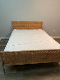 Queen IKEA Sundnes Bed Frame + Queen Mattress – $175