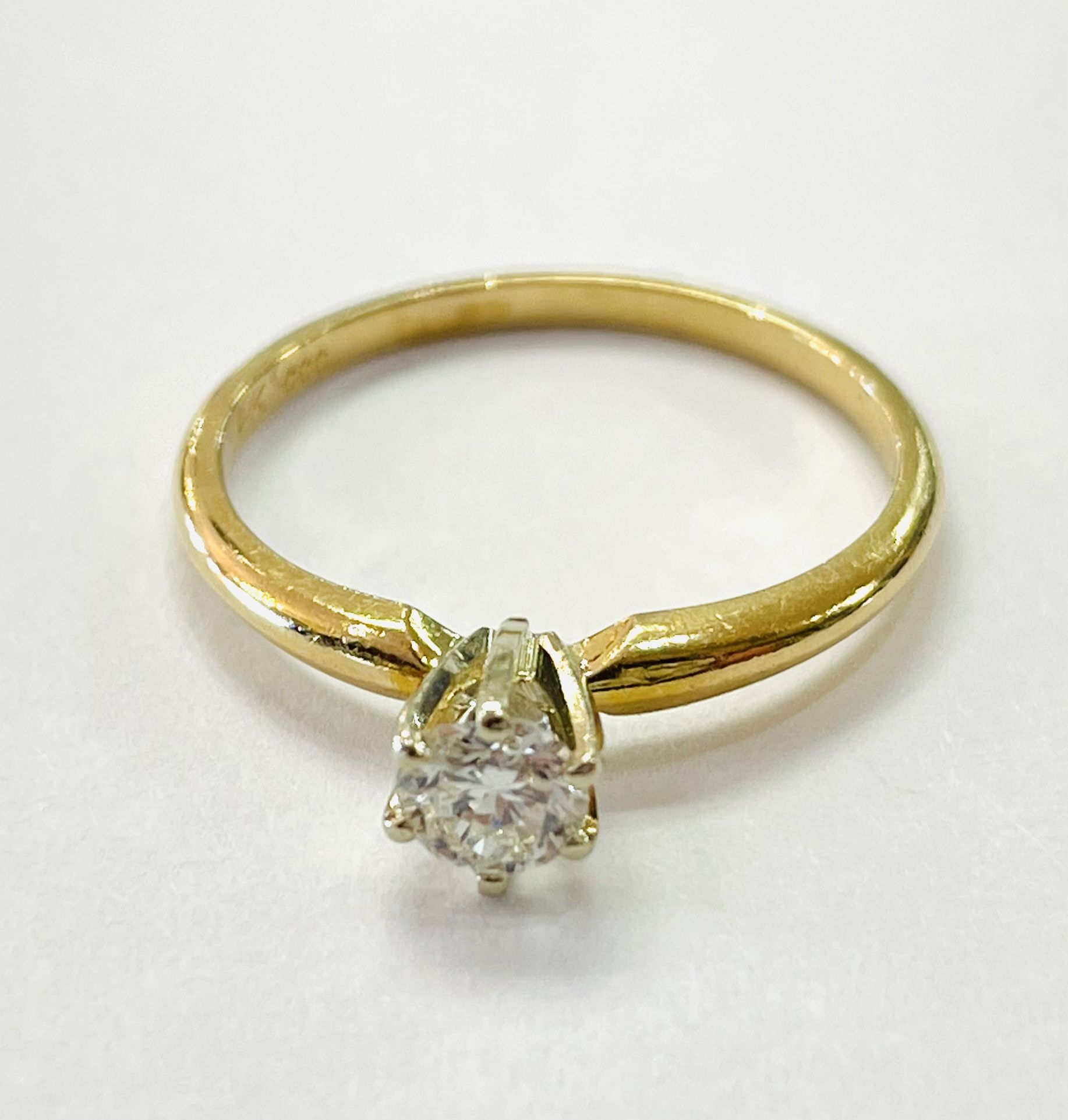 14K yellow gold solitaire diamond ring