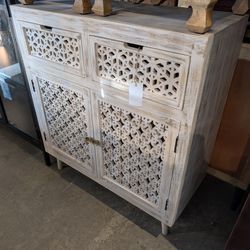 Two Door Two Drawer Carved Mango Wood Cabinet