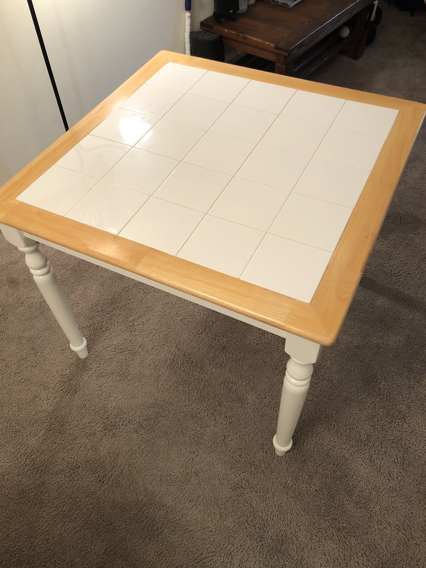 Square White Tiled Kitchen Table