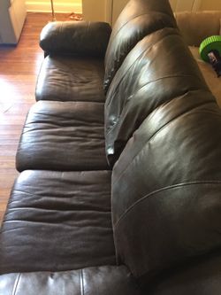 Brown leather couch