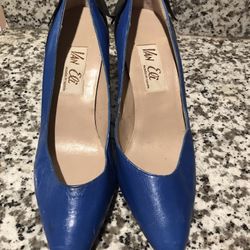 Genuine Leather Blue Heels