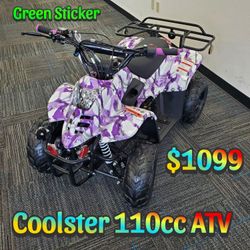 ATV/Quad For Sale! Brand New! Green Sticker & Affordable! 110cc Kids Four-Wheeler with Great Safety Features! Fully Assembled and Ready to Ride Today!