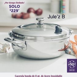 Princess House. Cacerola Honda De 8 Qts Cada Sana 5 Ply Nueva En Su Caja 