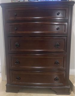 Solid Wood Tall Chest Dresser – Dark Cherry Finish