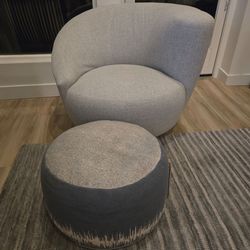 Unique accent swivel chair and ottoman