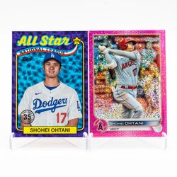 Shohei Ohtani 2022 Topps Chrome Magenta /350 & 2024 Topps Purple Foil /75
