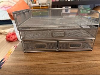 Silver Metal Mesh Desktop Organizer / Mail Sorter