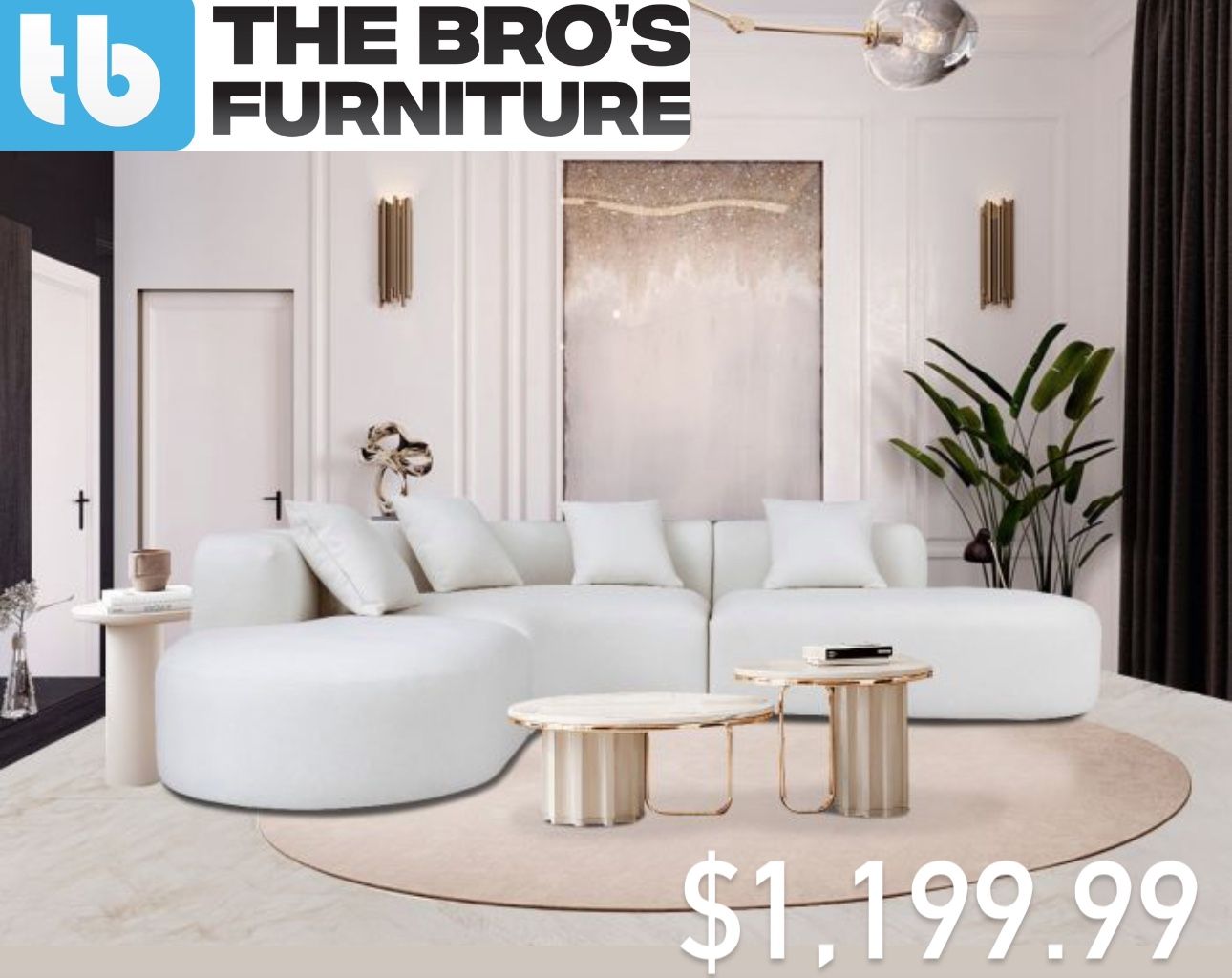 3Pcs Sectional With Pillows