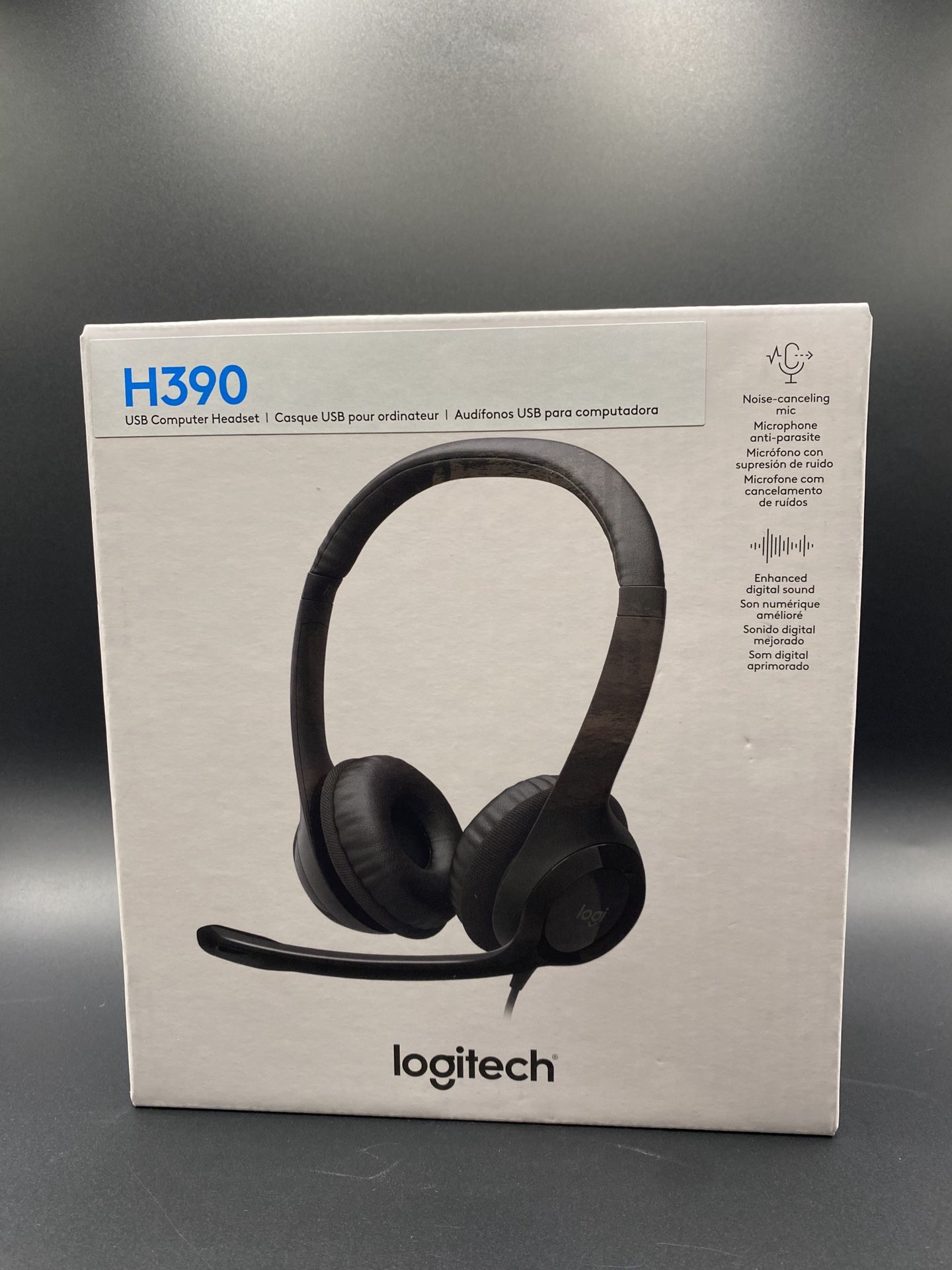 Logitech H390 USB Wired Computer Headset, Noise Canceling Microphone 