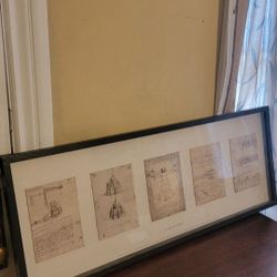 Rare Leonardo Da Vinci Print Framed Artwork Ikea Olunda 41x16