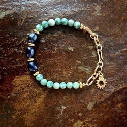 Peruvian Turquoise Midnight Pearl Bracelet 
