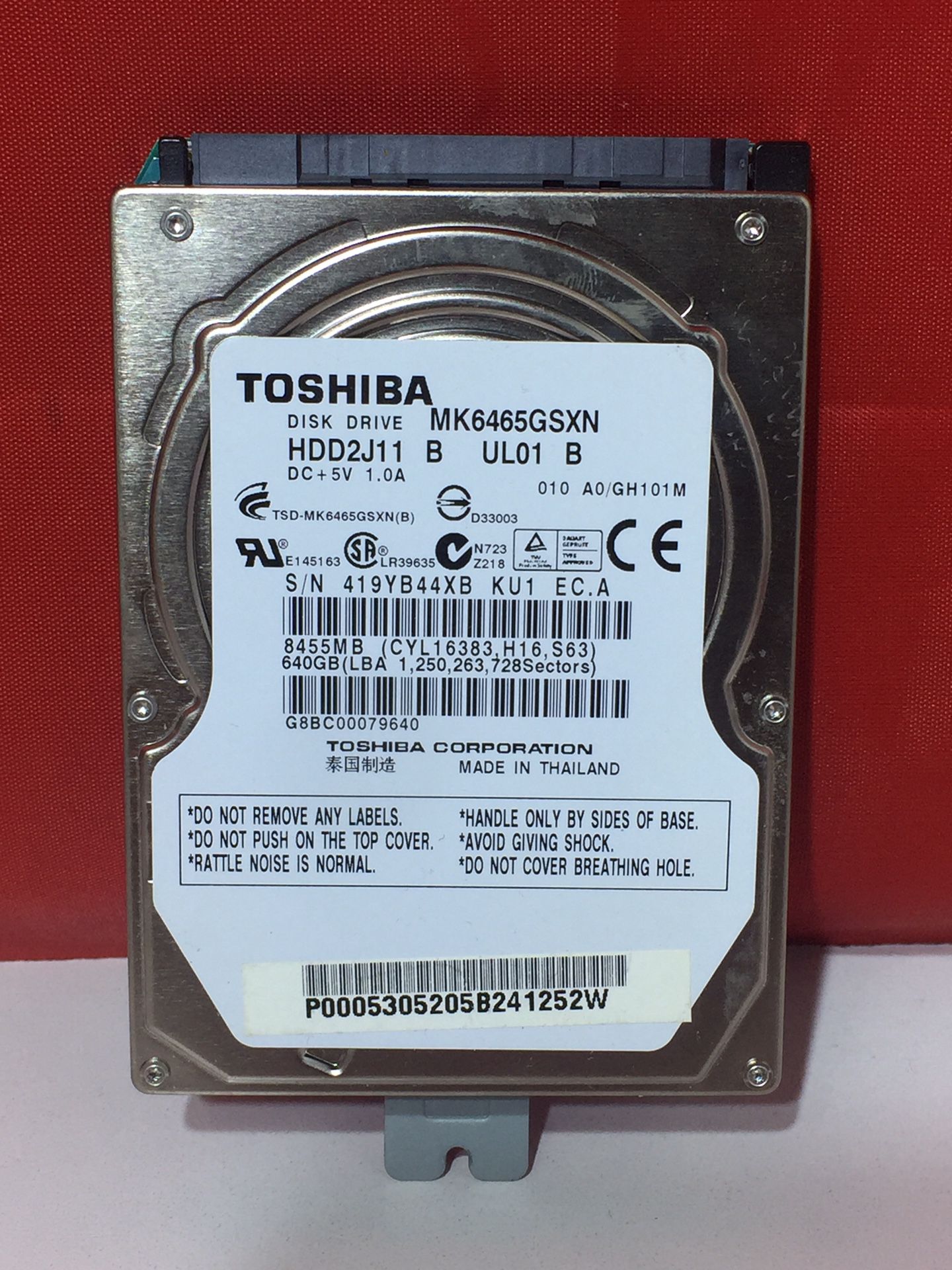 TOSHIBA HDD 640GB MK6465GSXN SATA Laptop Notebook Hard Drive