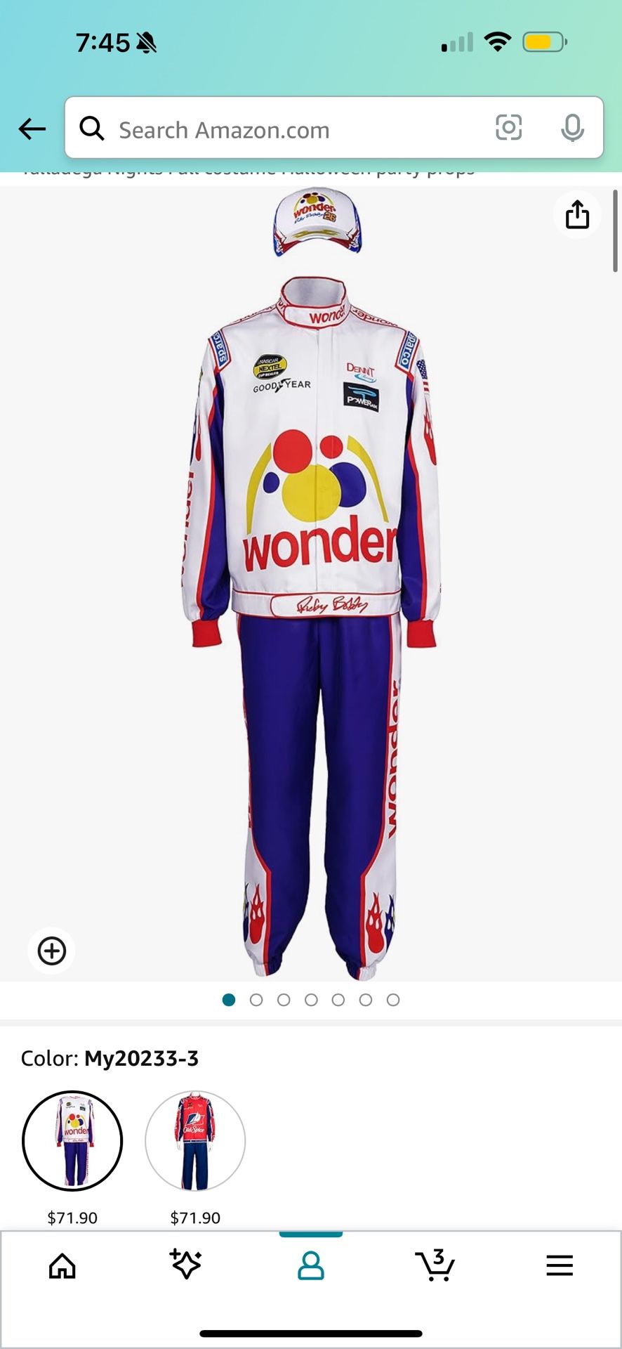 Adult Halloween Ricky Bobby Racing costume Hat Set Talladega Nights Full costume Halloween party props