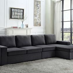 120.5” Gray Sectional Sofa With Chaise - Free Delivery ✅ Modular Sectional Sofa 