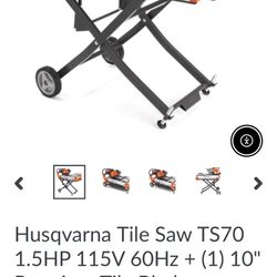 Husqvarna Tile Saw TS70 1.5HP 115V 60Hz + (1) 10" Premium Tile Blade