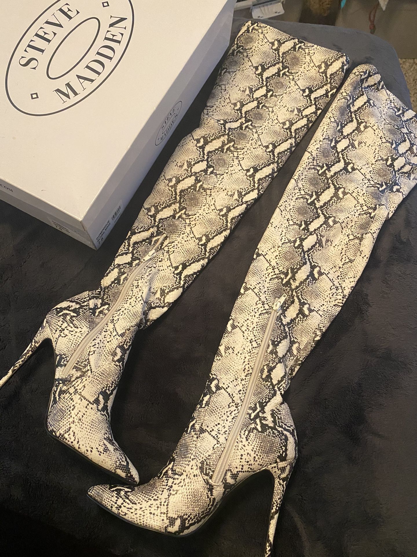 Steve Madden Thigh High Snake Print Boots