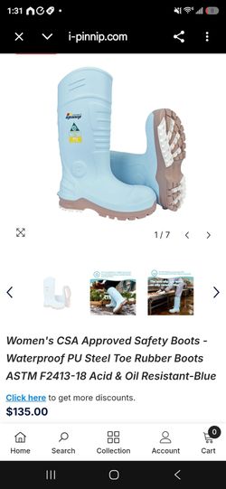 Pinnip Women's CSA Steel Toe Rubber Safety Boots