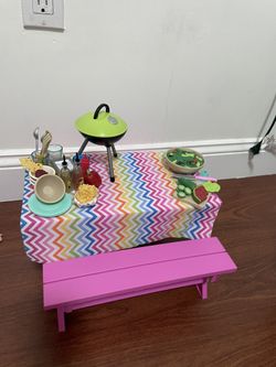 Picnic Table With Accessories For American Girl Doll