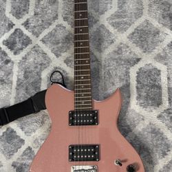 Lyon By Washburn Electric Guitar In pink Sparkle Gloss Finish.  With Gig Bag