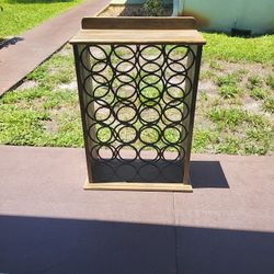 Antique Wine Rack Real Wood And Steel 