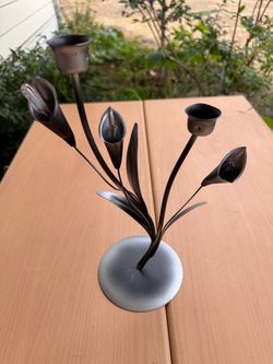 Metal Calla Lily Candle Holder Centerpiece