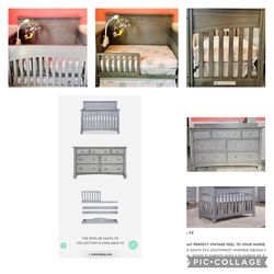 Baby Crib + Dresser + Changing Table 