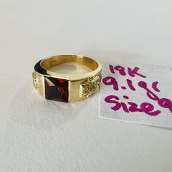 18K Solid Gold Ring For Wedding 9.1Gr Size 9