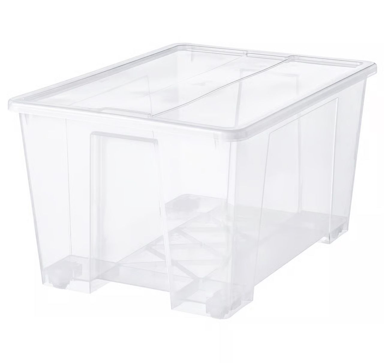 2 Large Clear Storage Containers With 4 Wheels Each