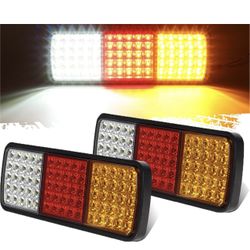 Partsam 2Pcs 75 LED Truck Tail Light Bar Waterproof 12V Turn Signal Brake Reverse Running Lights Taillight IP68 for Boat Snowmobile Utility Trailer Fl