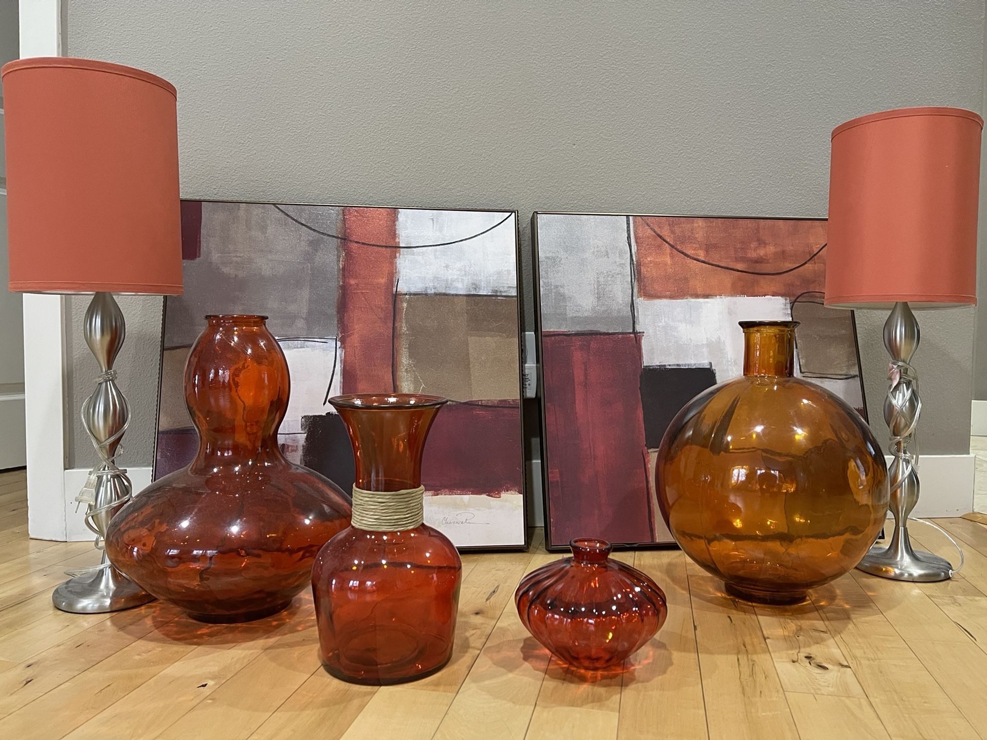 Orange motif Vases And Pictures