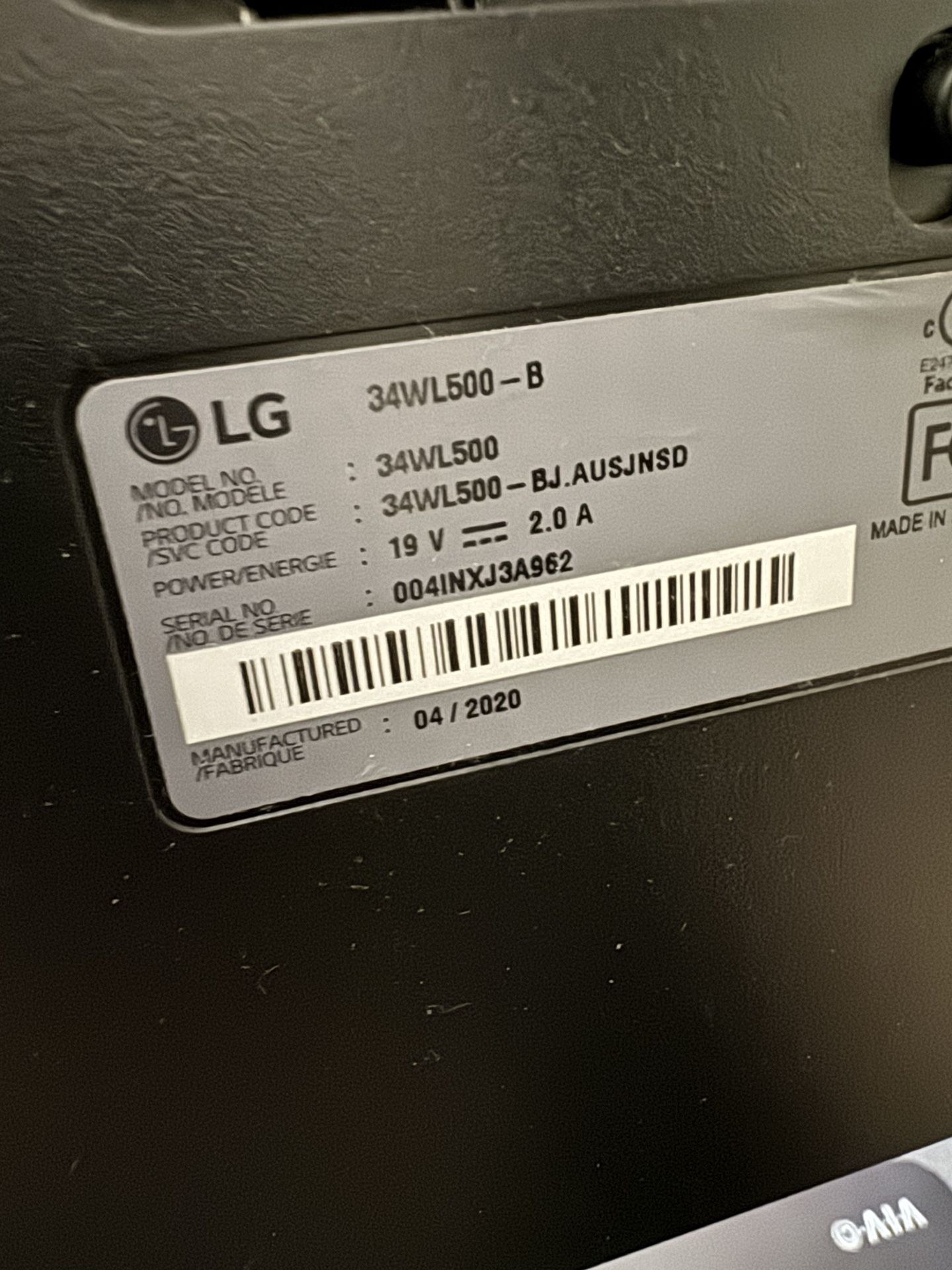 LG 34 Inch Monitor 